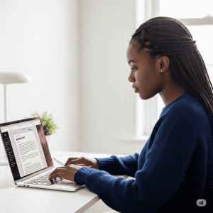 A lady doing some freelance work.