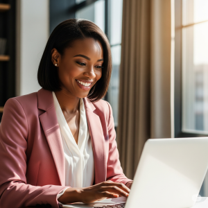 a lady using her laptop