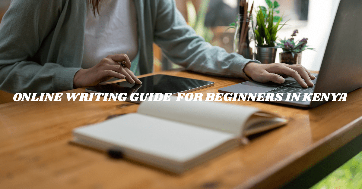 A freelancer doing some online writing in Kenya on her laptop and tablet.