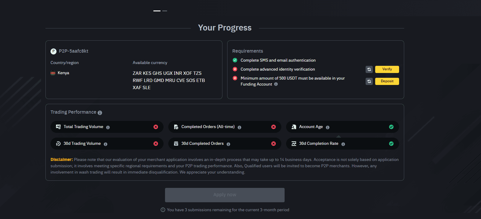 Binance P2P requirements