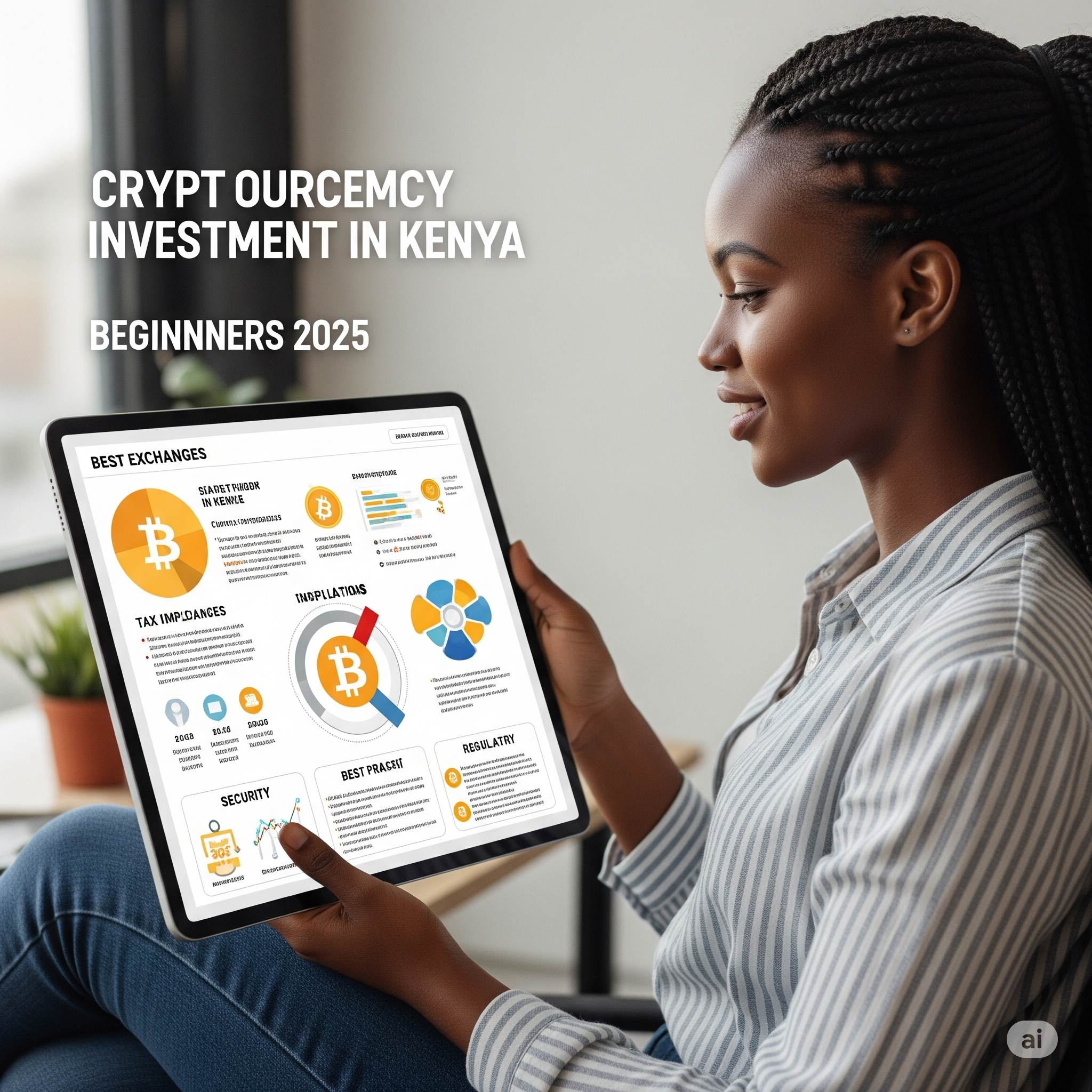 a lady looking digital assets for Investing in Cryptocurrency in Kenya