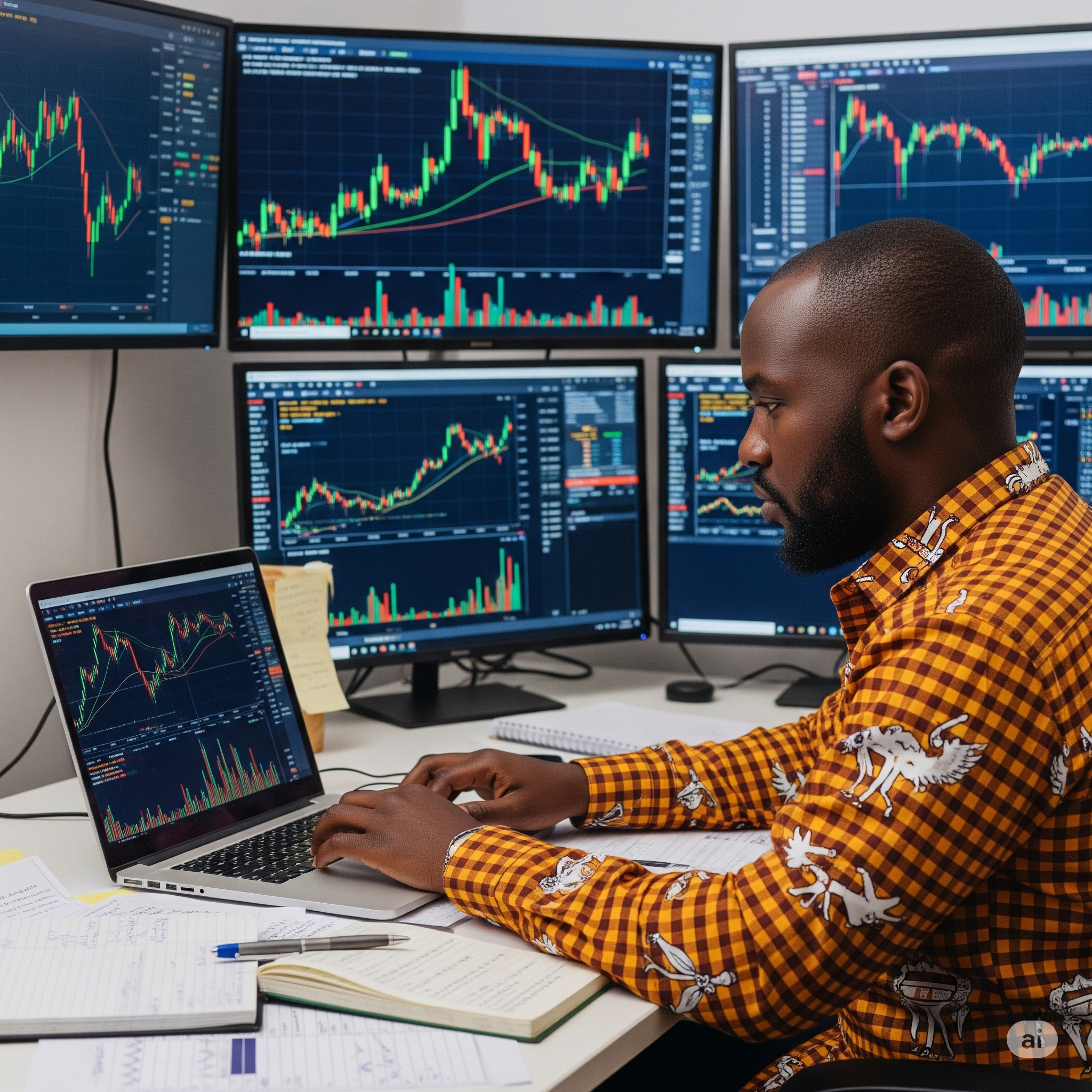 A swing trader Kenya looking at his trades.