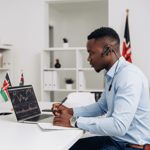 A trader swing trading in Kenya.